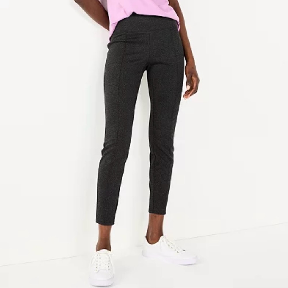Nine West Charcoal Herringbone Seamed Ponte Leggings